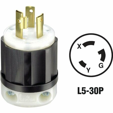 LEVITON 30A 125V 3-Wire 2-Pole Industrial Grade Locking Cord Plug 121-02611-0PB